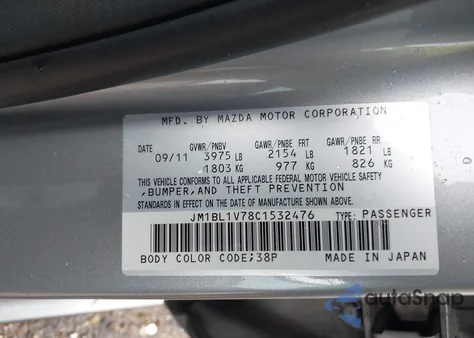 2012 Mazda 3 I z USA, uszkodzony, nr VIN JM1BL1V78C1532476